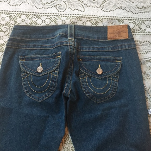 Y2K True Religion Joey 7” Rise Boot Cut Flare Jeans Sz 28 - Picture 8 of 15
